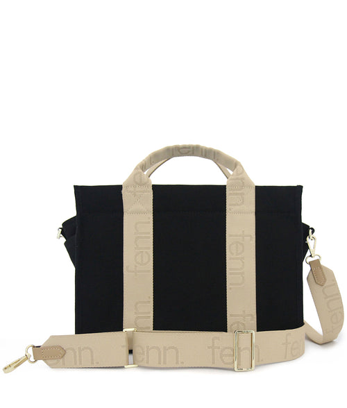 Petite canvas BLACK tote with adjustable strap