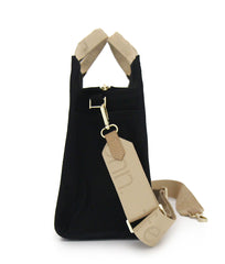 Petite canvas BLACK tote with adjustable strap