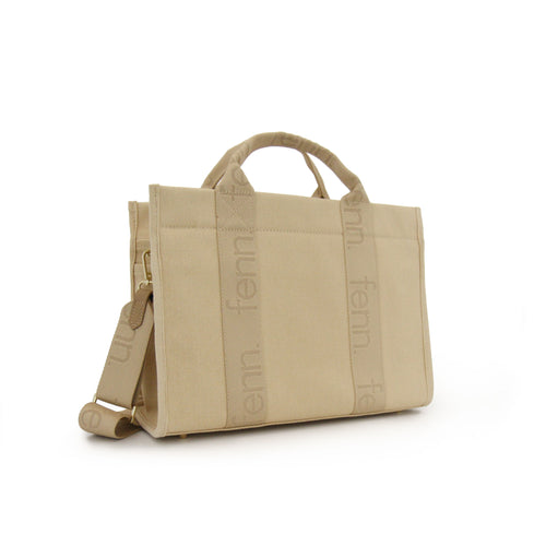 Petite BEIGE canvas tote with adjustable strap