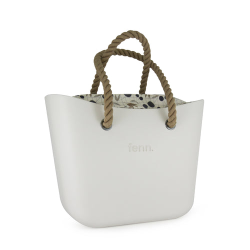 Original WHITE with beige patterned canvas inner and rope handles