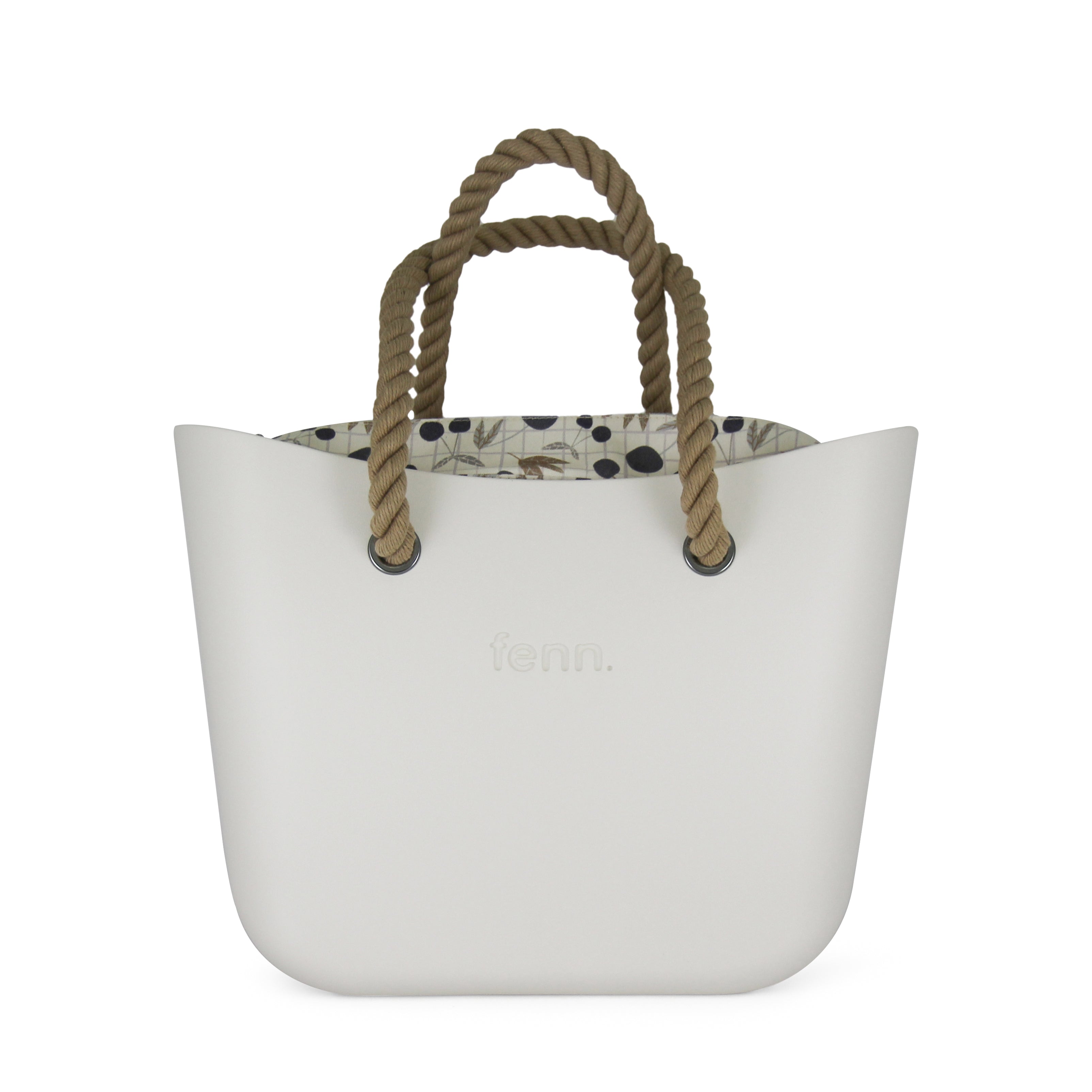 Original WHITE with beige patterned canvas inner and rope handles