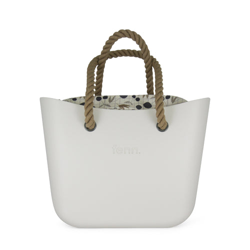 Original WHITE with beige patterned canvas inner and rope handles