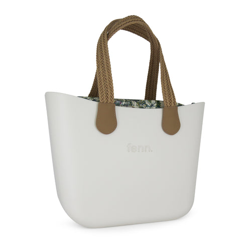 Original WHITE with tropical print inner and woven handles