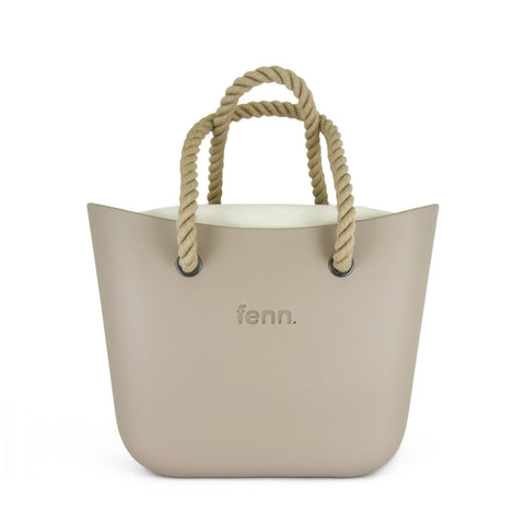 Petite BEIGE canvas tote with adjustable strap