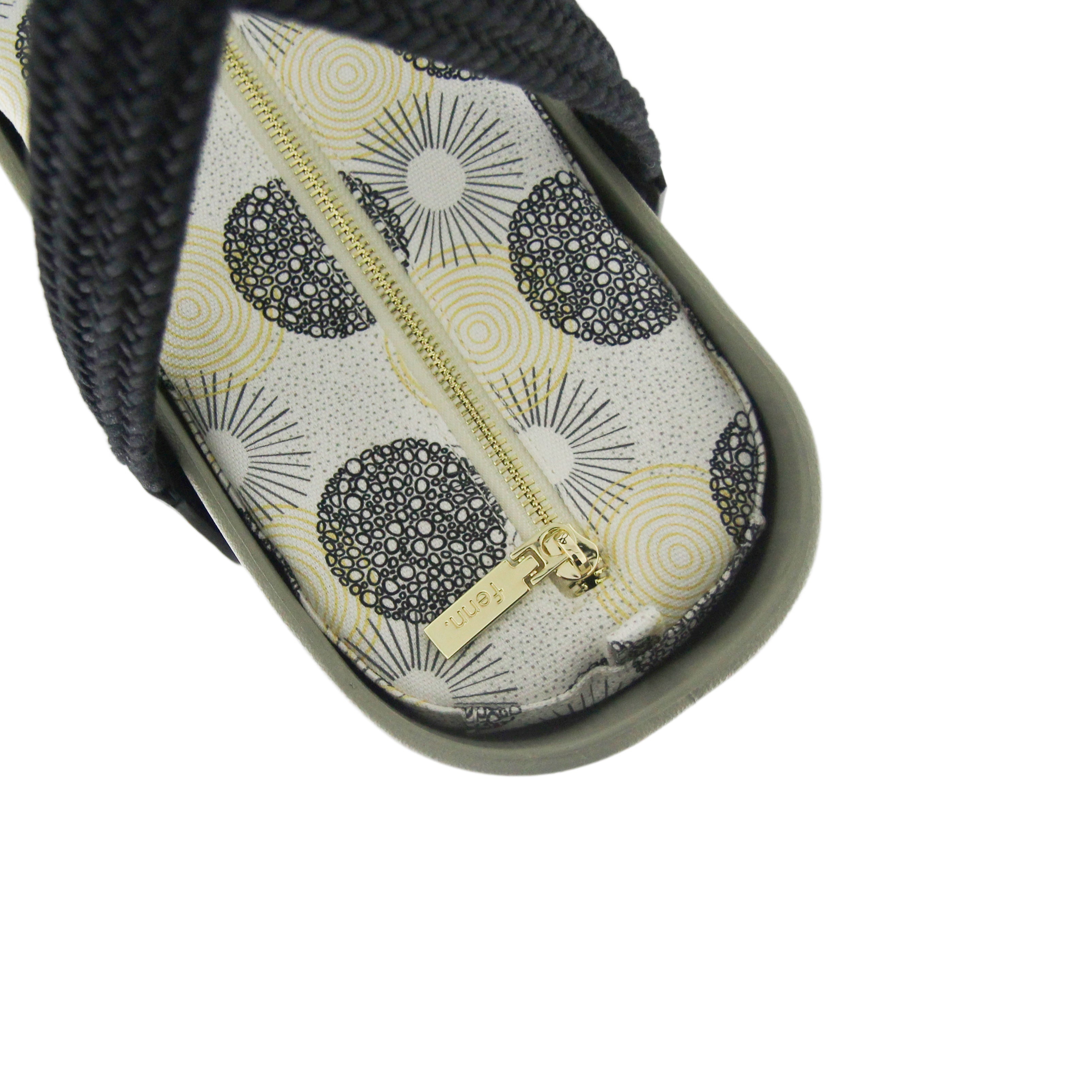 Original OLIVE with beige patterned canvas inner and woven handles