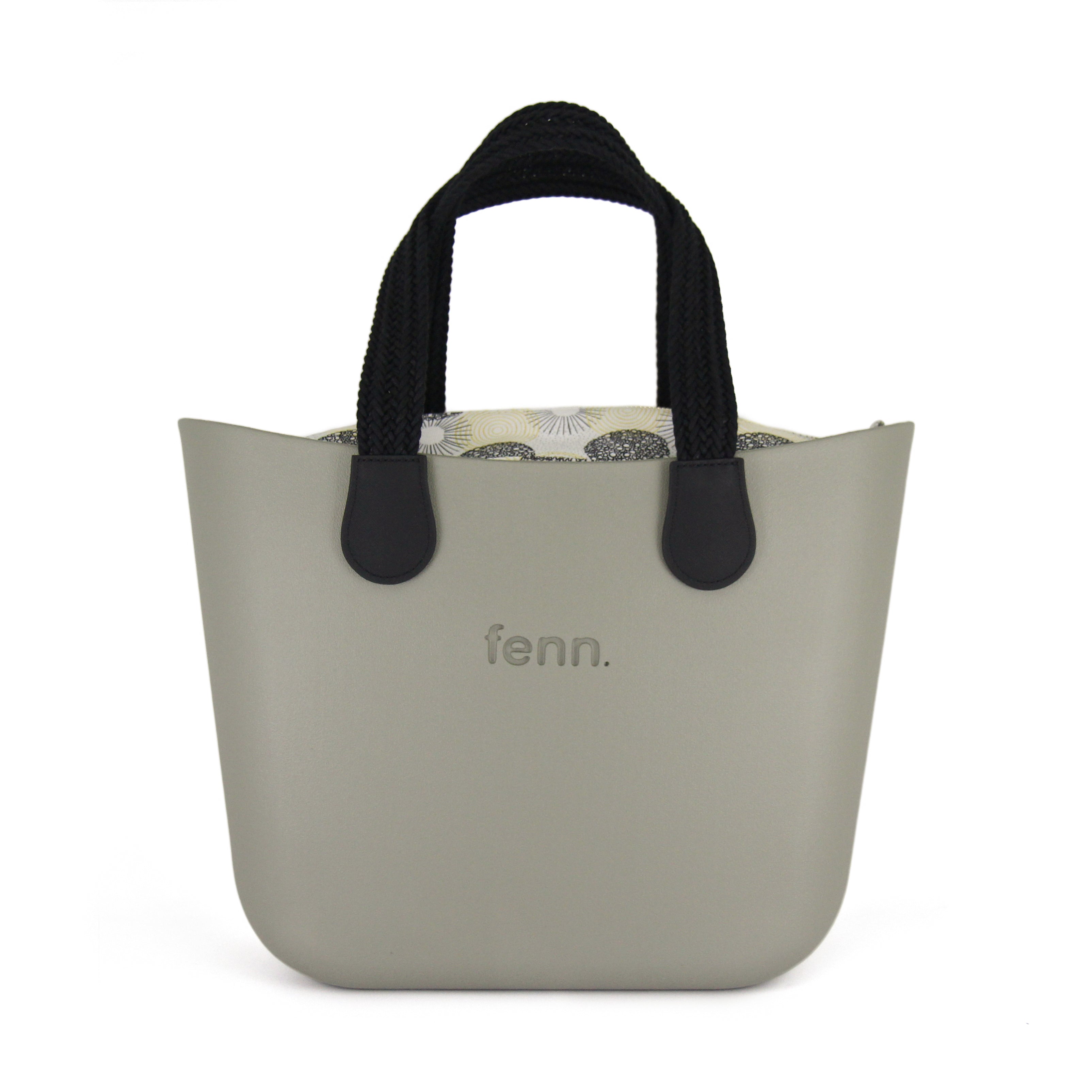 Original OLIVE with beige patterned canvas inner and woven handles