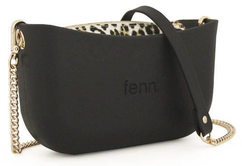 Classic BLACK with leopard print canvas inner and black & gold chain strap