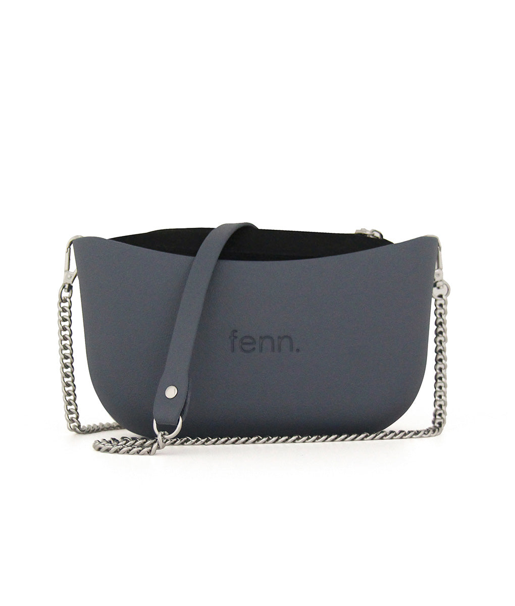 Classic DENIM BLUE with black canvas inner and denim blue & silver chain strap