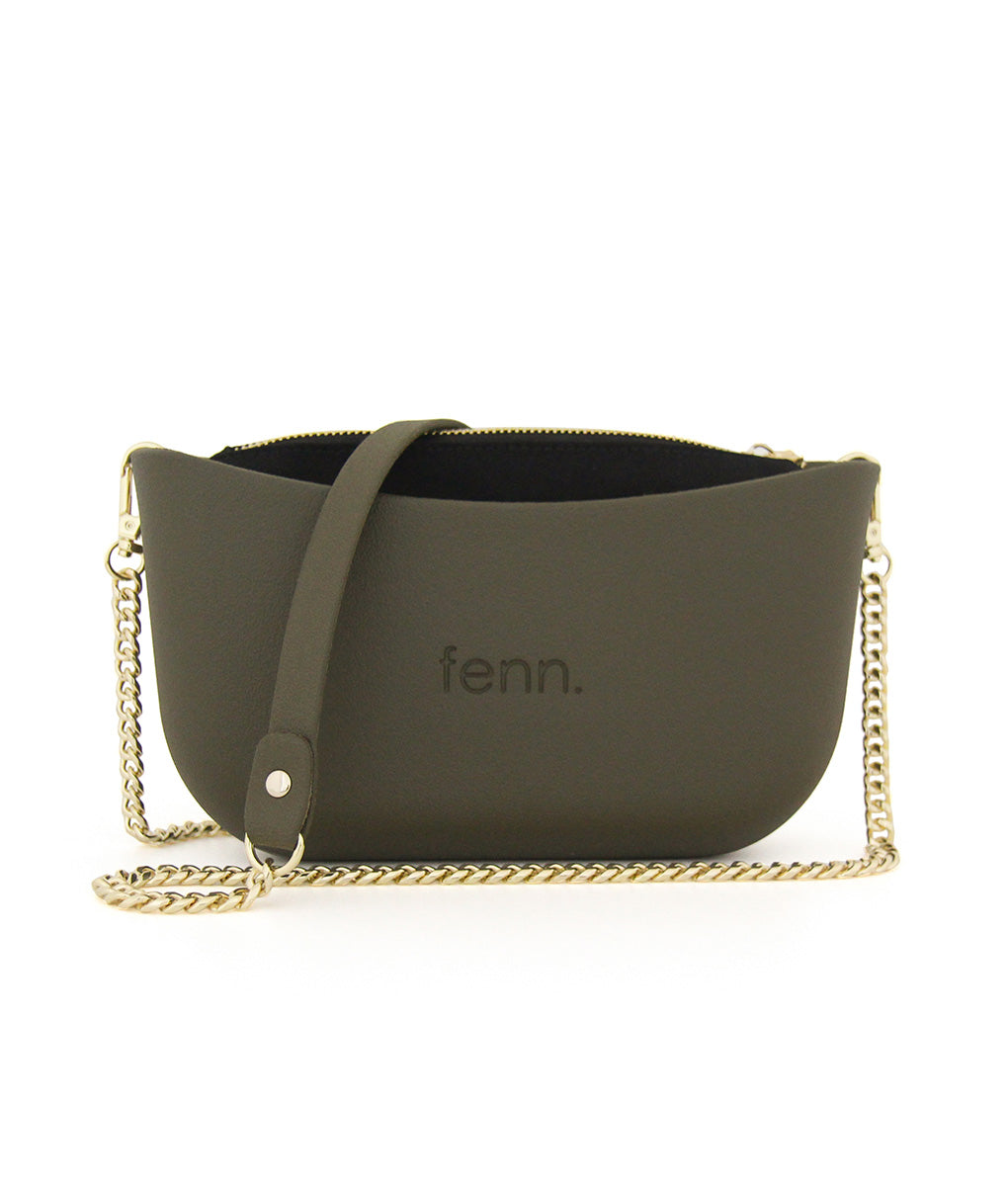Classic KHAKI with black canvas inner and khaki & gold chain strap