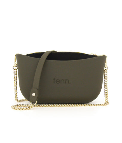 Classic BLACK with black & white patterned canvas inner and black & silver chain strap