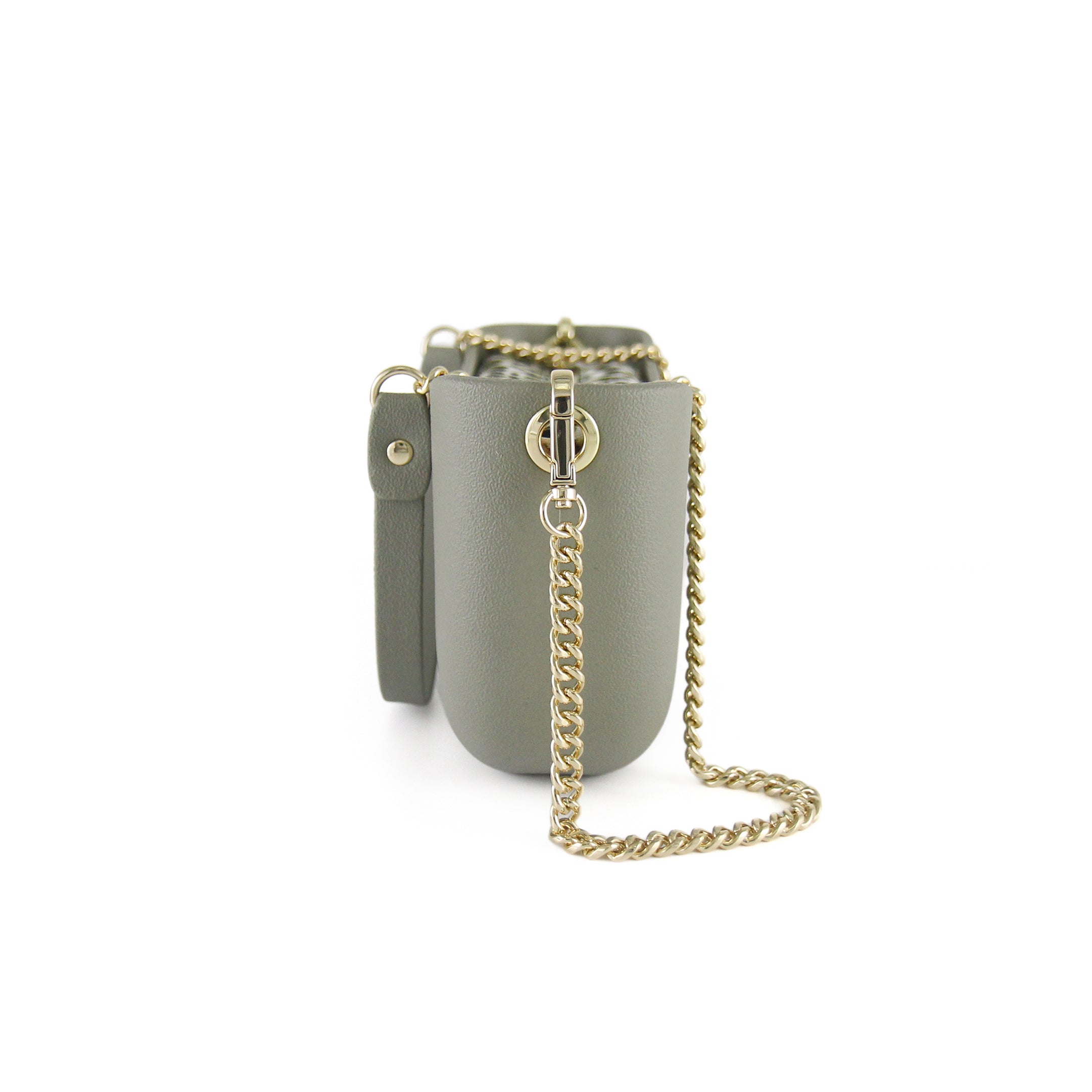 Classic LIGHT KHAKI with leopard canvas inner and gold chain strap