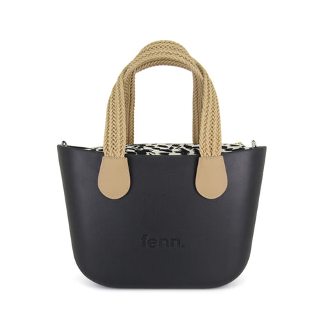 Petite DENIM BLUE with black & white canvas inner and tan handles