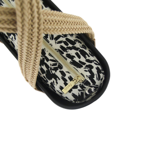 Petite BLACK with black & white canvas inner and woven handles
