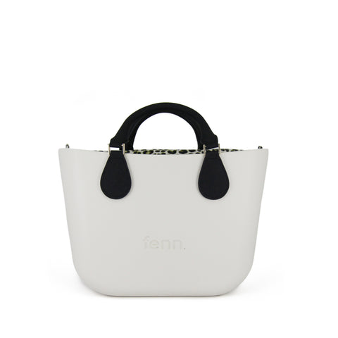 Petite DENIM BLUE with black & white canvas inner and tan handles