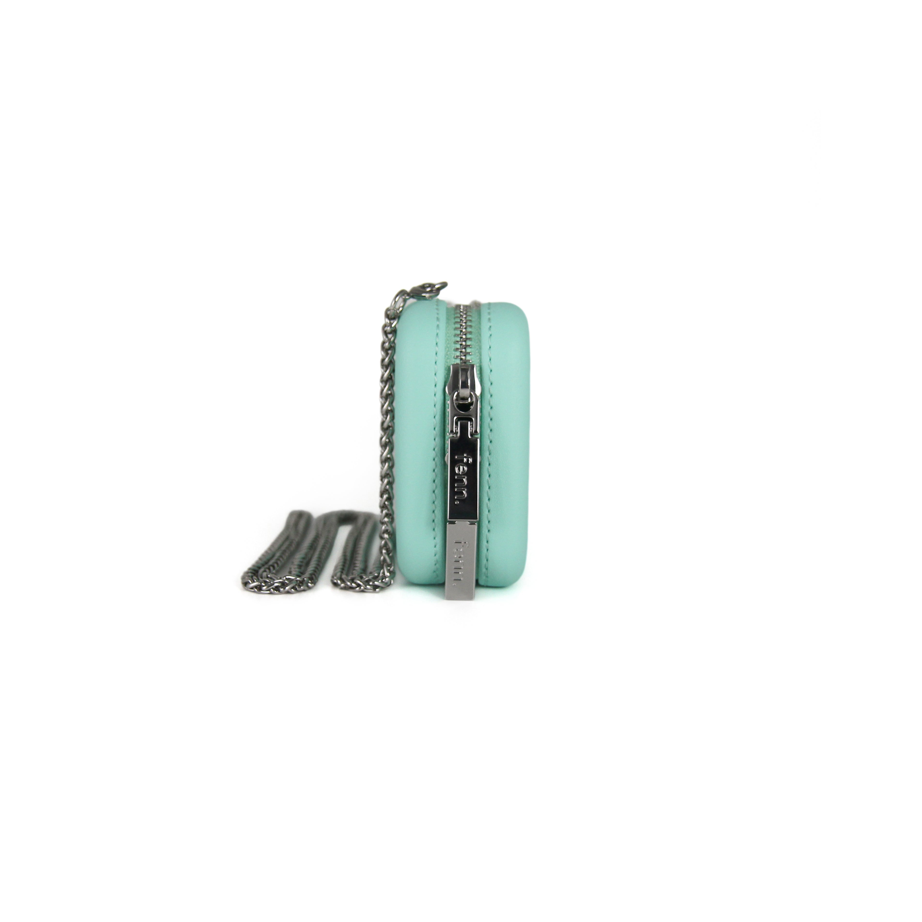 TURQUOISE purse with silver chain strap