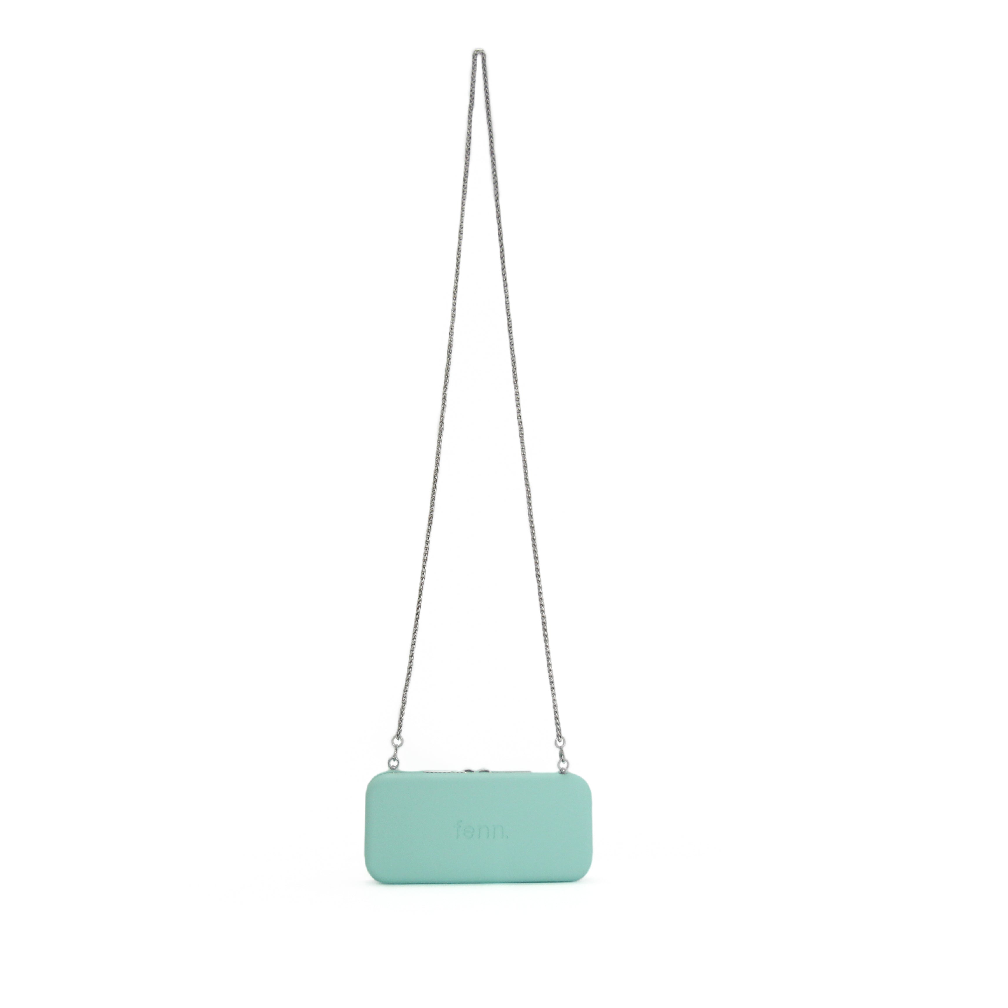 TURQUOISE purse with silver chain strap