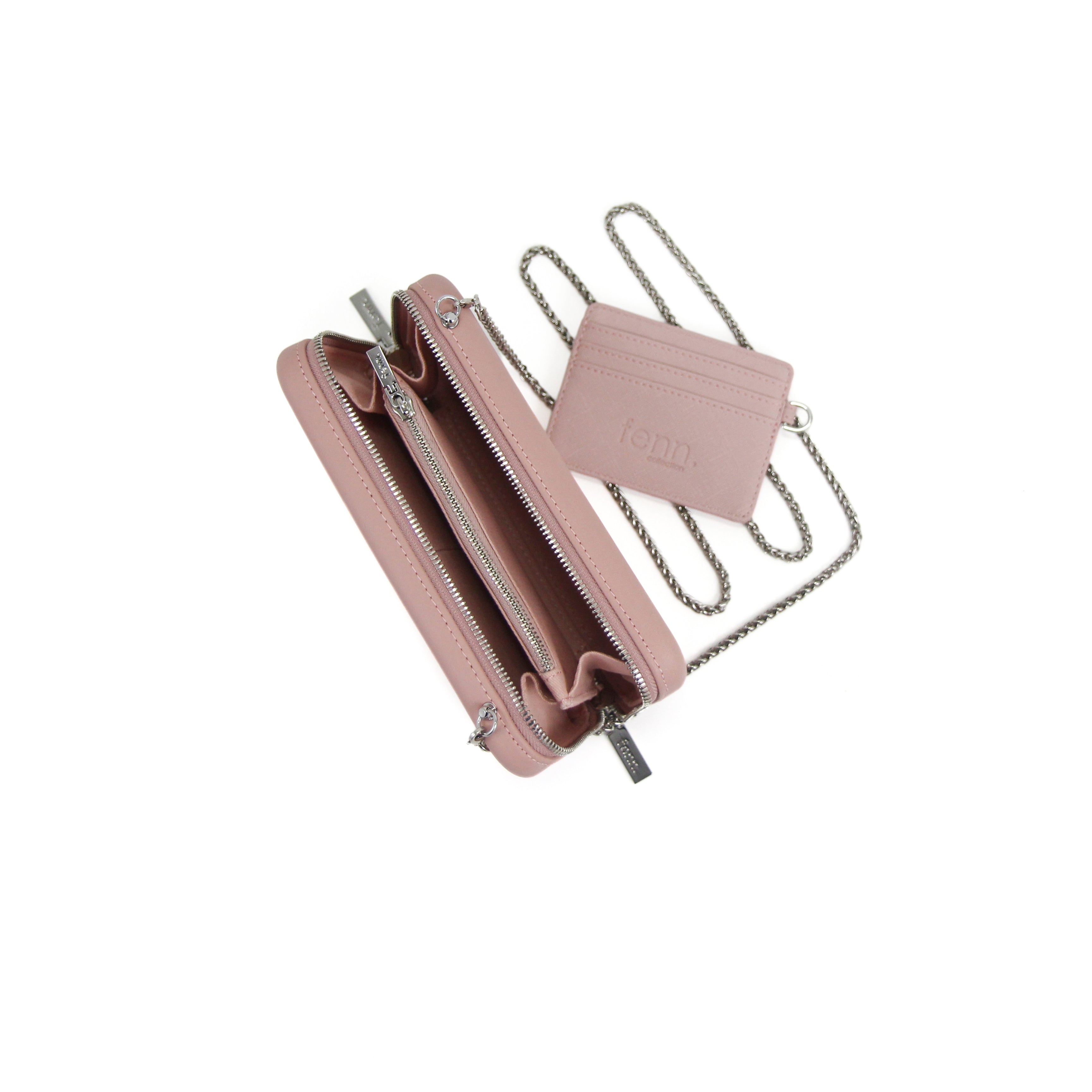 PINK purse with silver chain strap