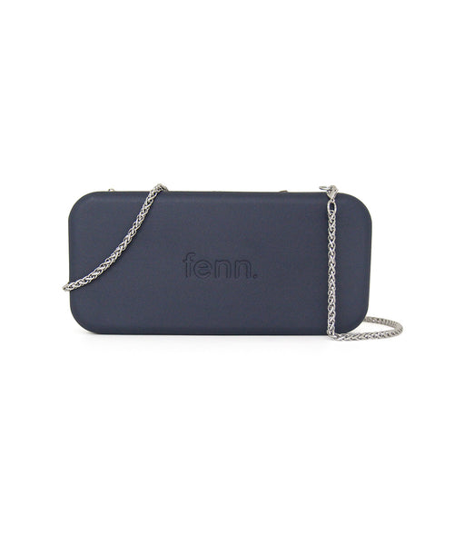 NAVY purse with silver chain strap