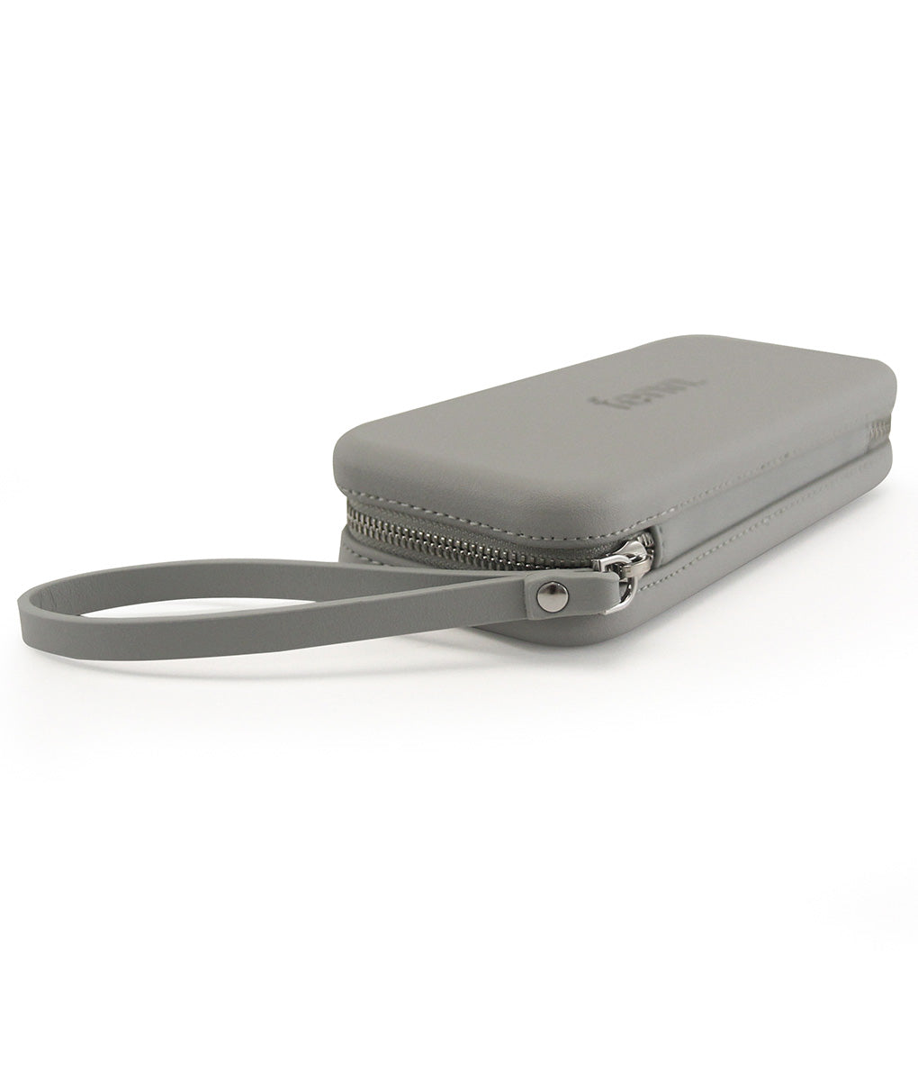 GREY purse with wrist strap