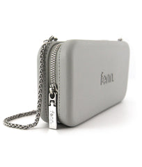 GREY purse with silver chain strap