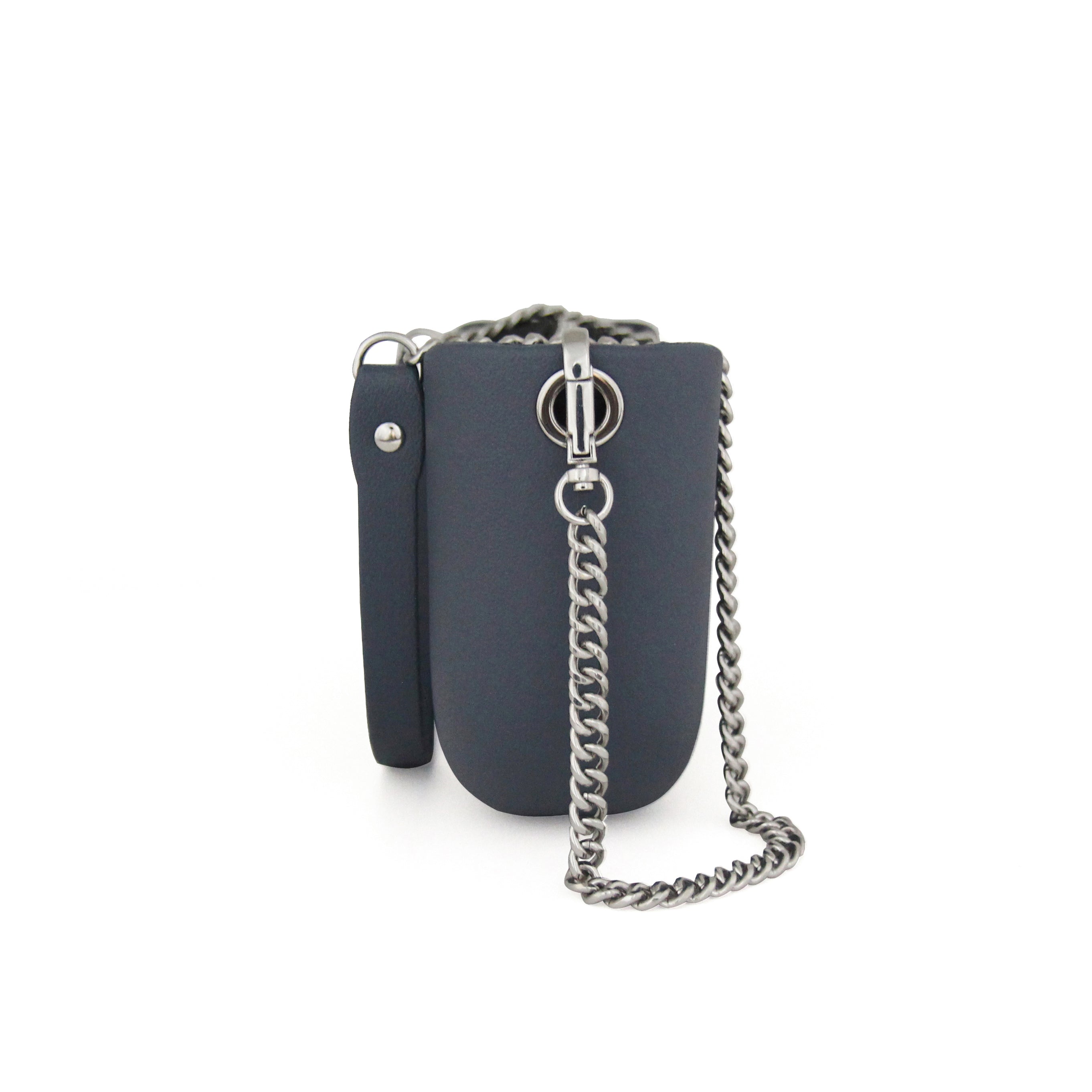Classic DENIM BLUE with black canvas inner and denim blue & silver chain strap