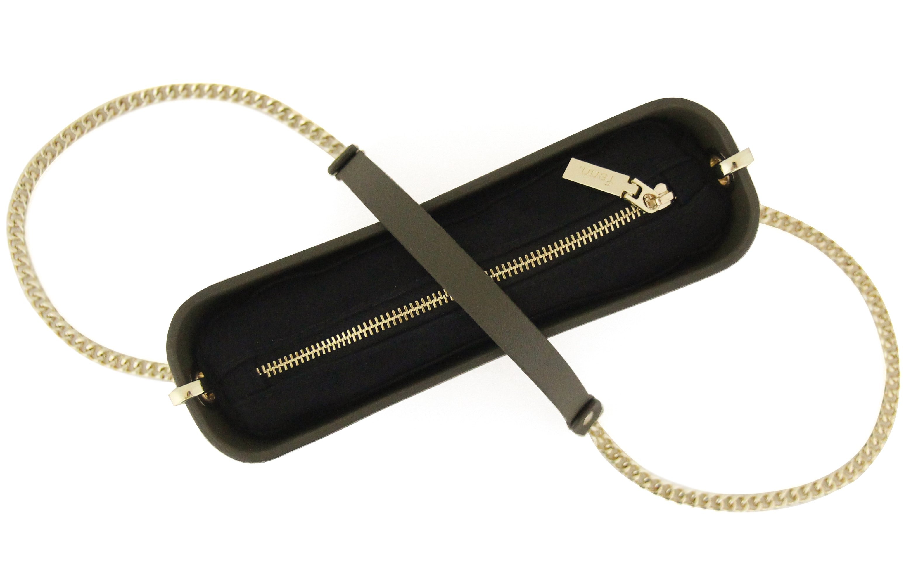 Classic KHAKI with black canvas inner and khaki & gold chain strap