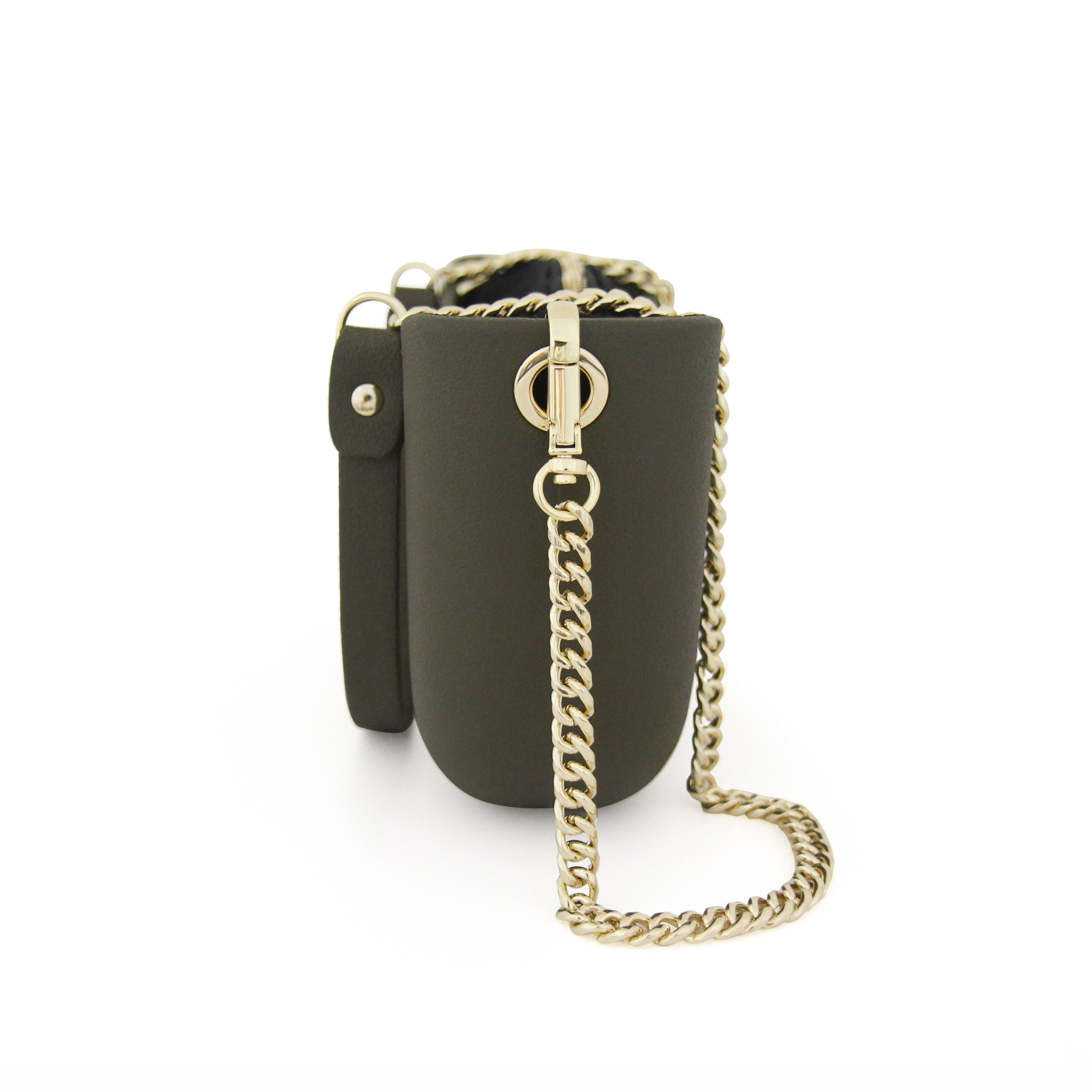 Classic KHAKI with black canvas inner and khaki & gold chain strap