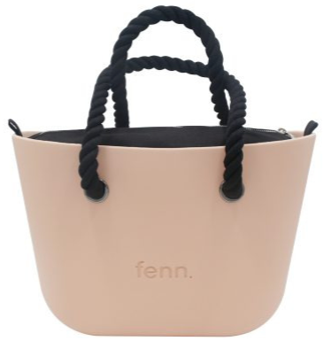 Petite PEACH with black canvas inner and black rope handles