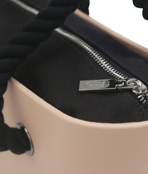 Petite PEACH with black canvas inner and black rope handles