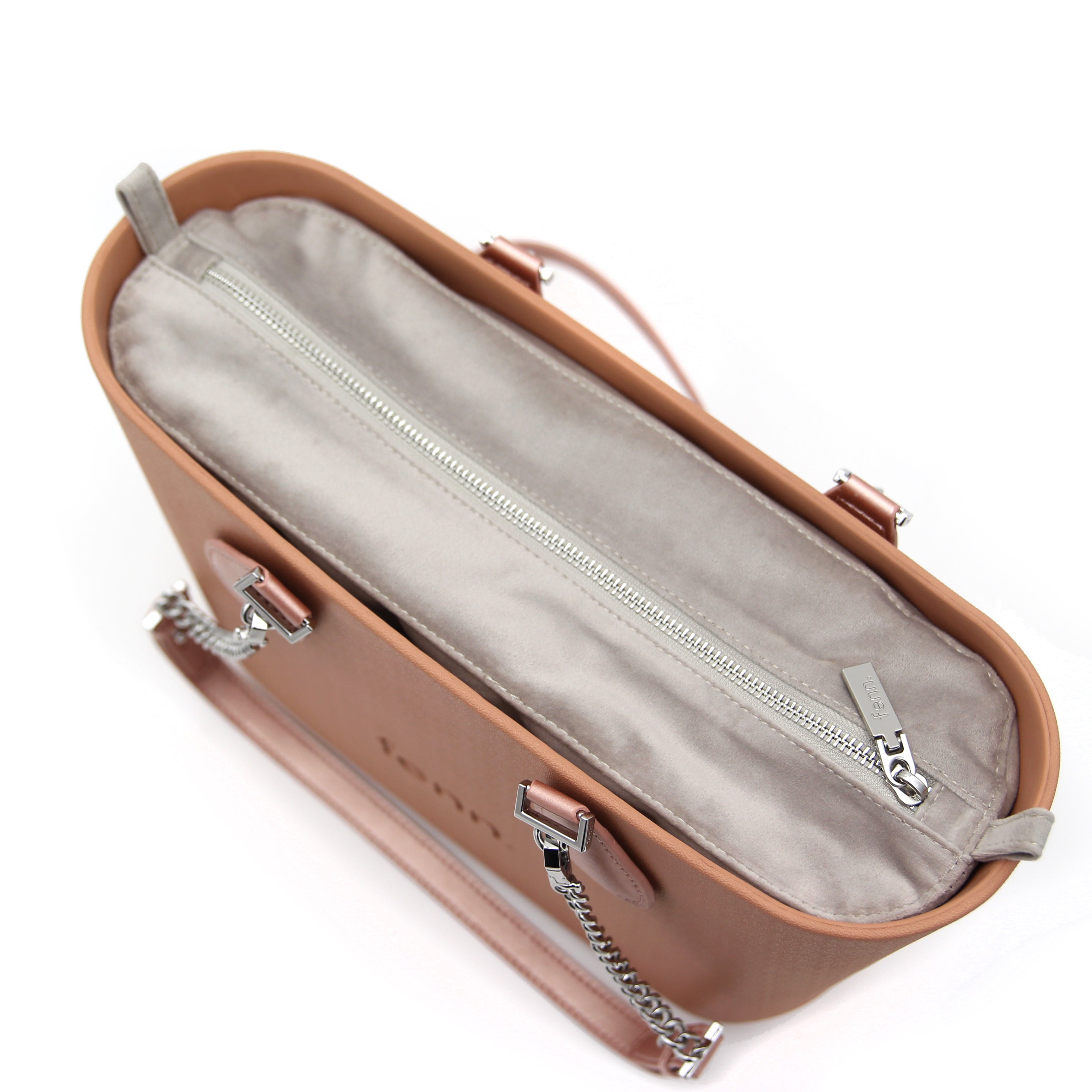 Petite ROSE BEIGE with grey inner and rose gold and silver handles