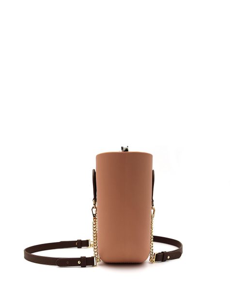 Petite ROSE BEIGE with leopard print inner and coffee / gold chain handles