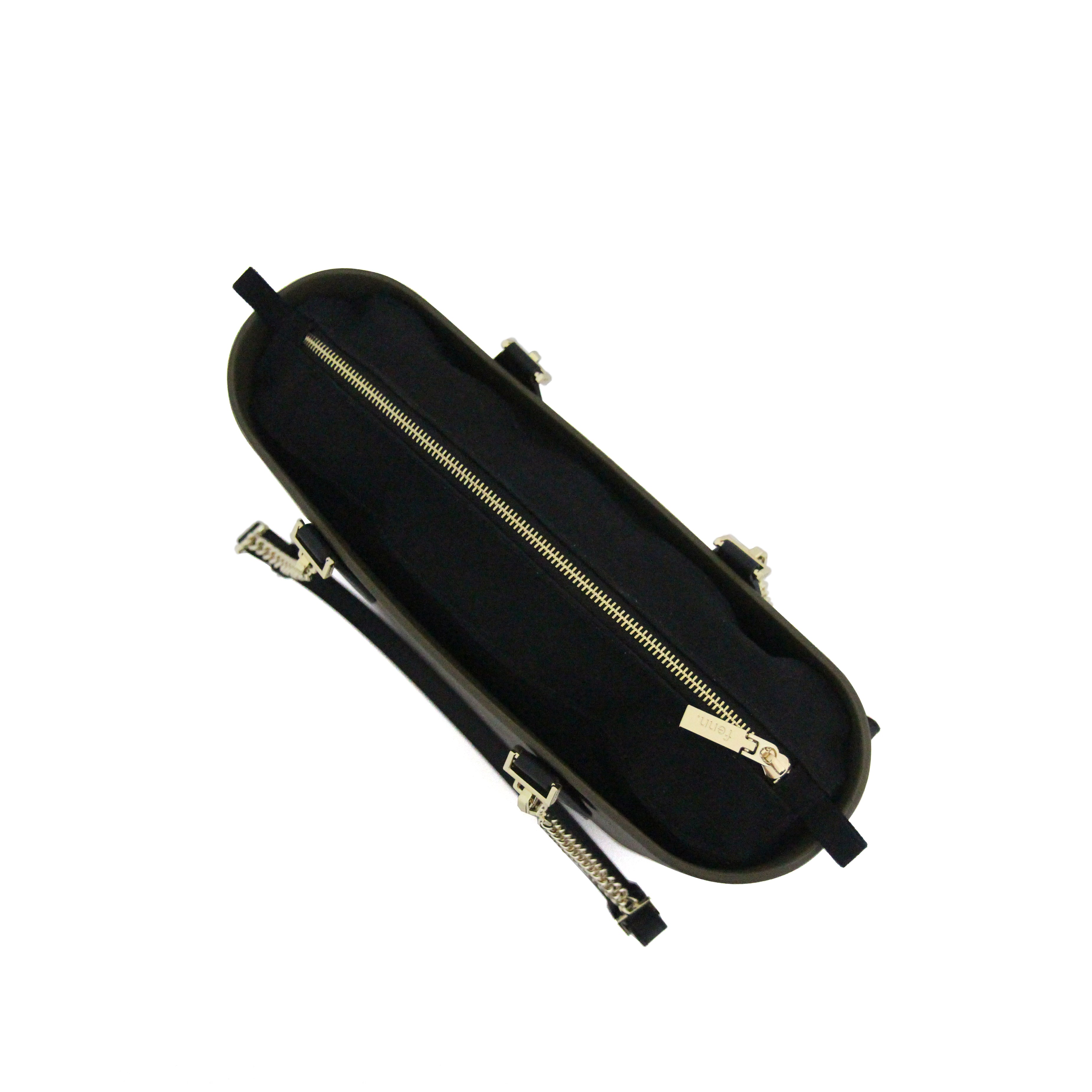 Petite KHAKI with black canvas inner and black / gold chain handle