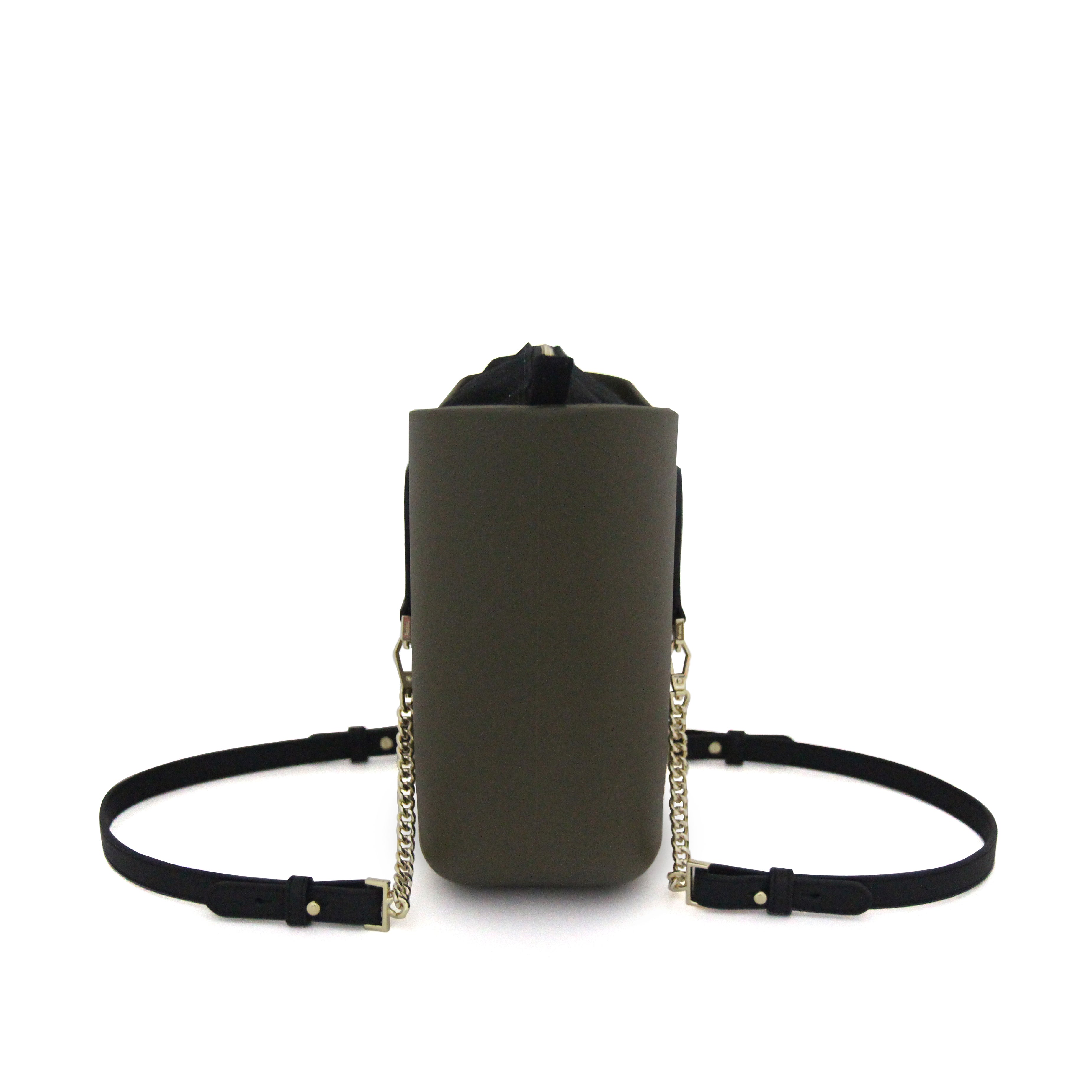Petite KHAKI with black canvas inner and black / gold chain handle
