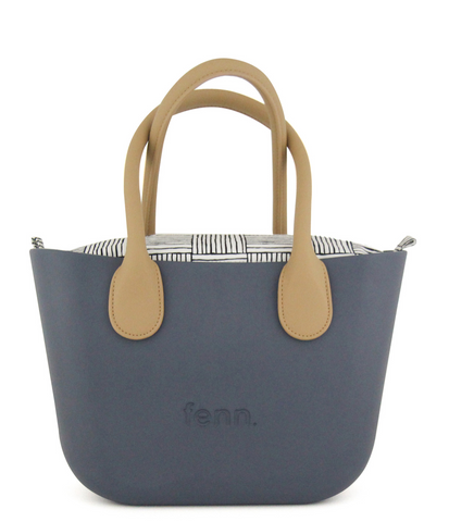Petite STORM GREY with beige canvas inner and tan handles