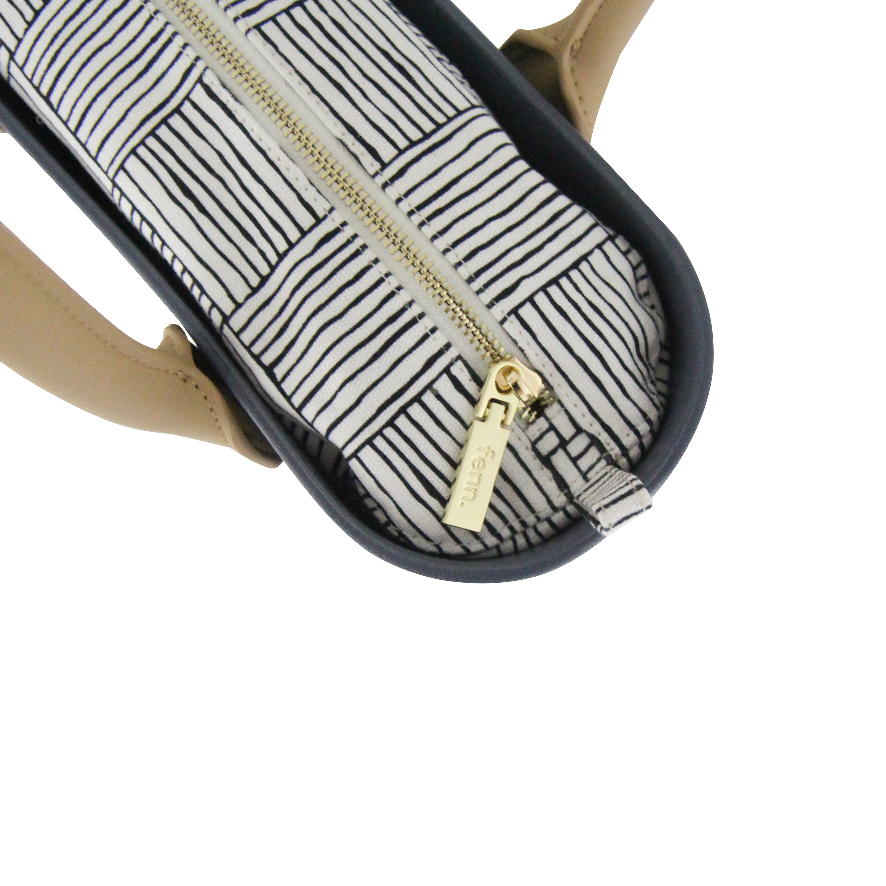 Petite DENIM BLUE with black & white canvas inner and tan handles