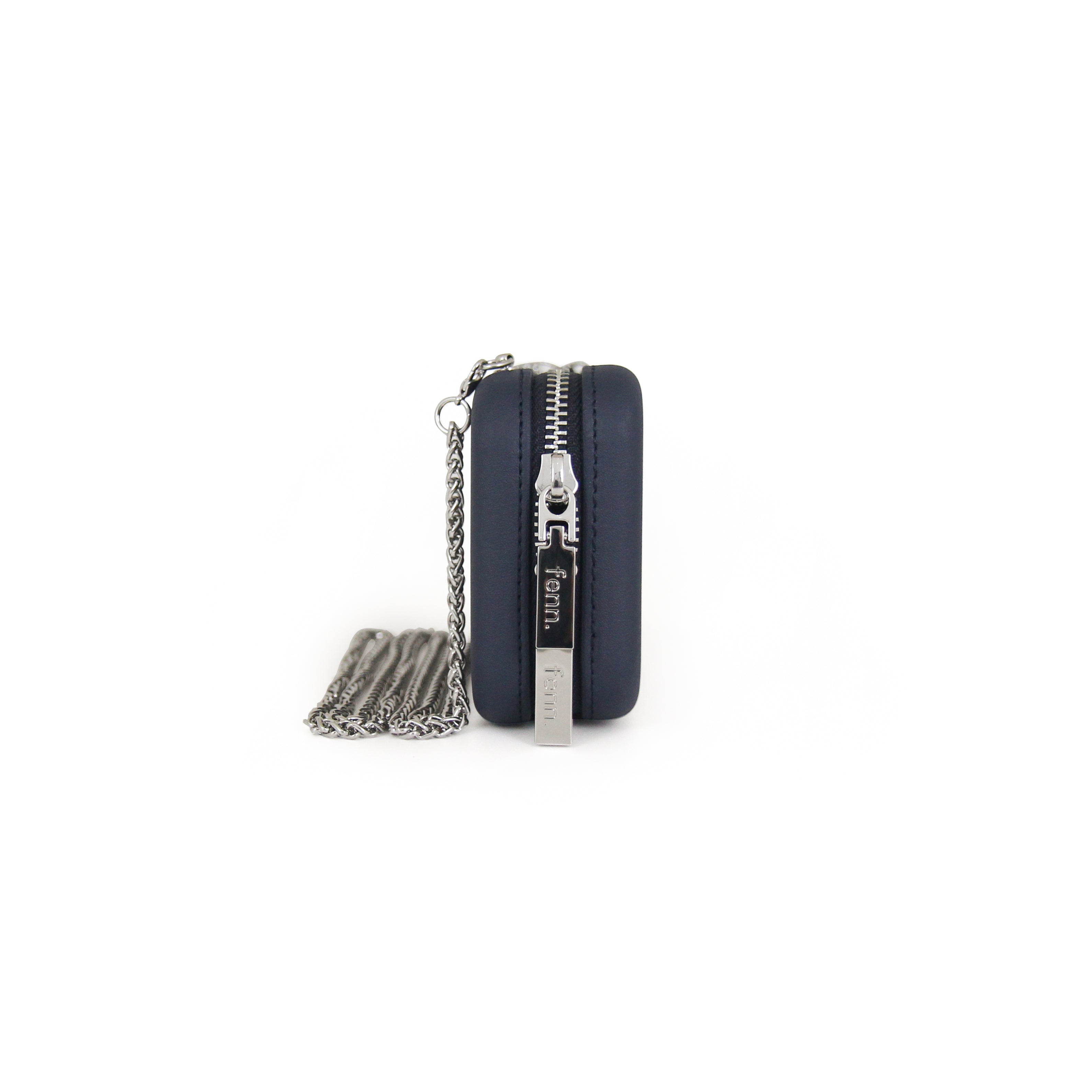 NAVY purse with silver chain strap