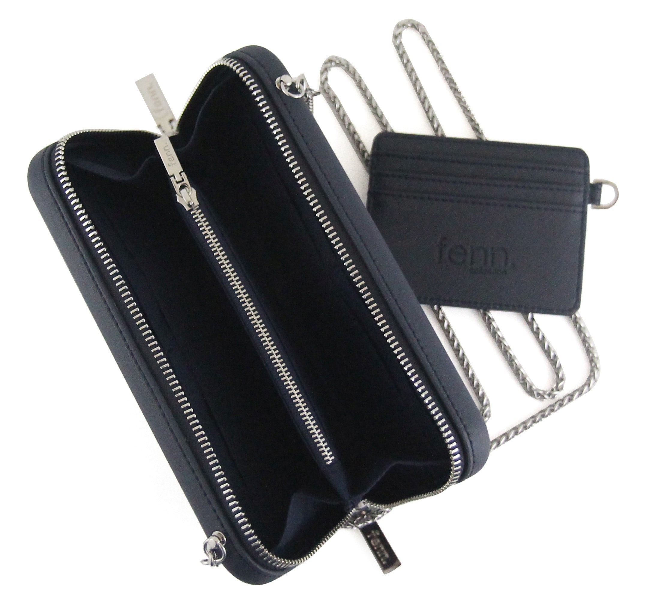 NAVY purse with silver chain strap