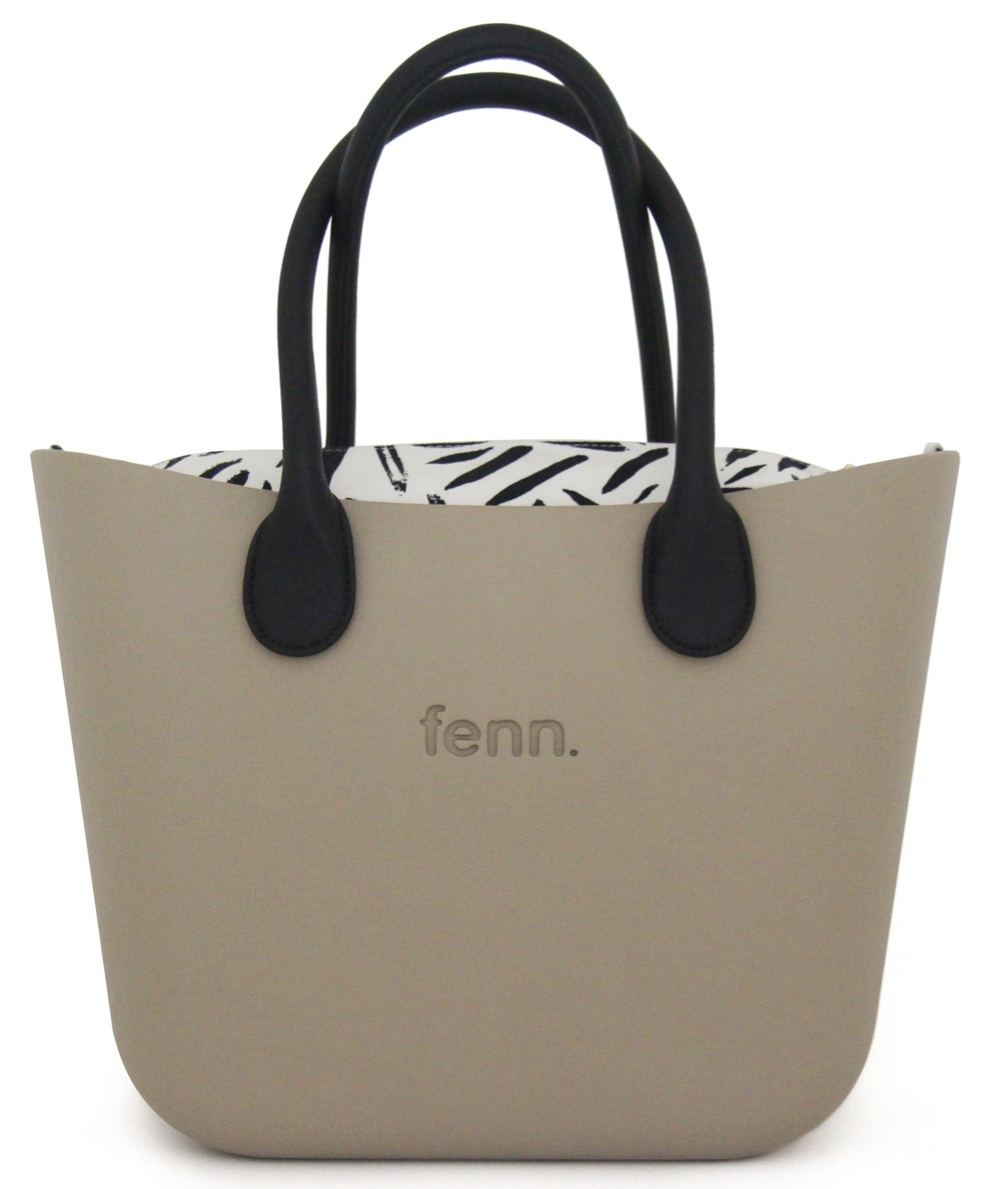 Original STONE with beige & black patterned canvas inner and black handles