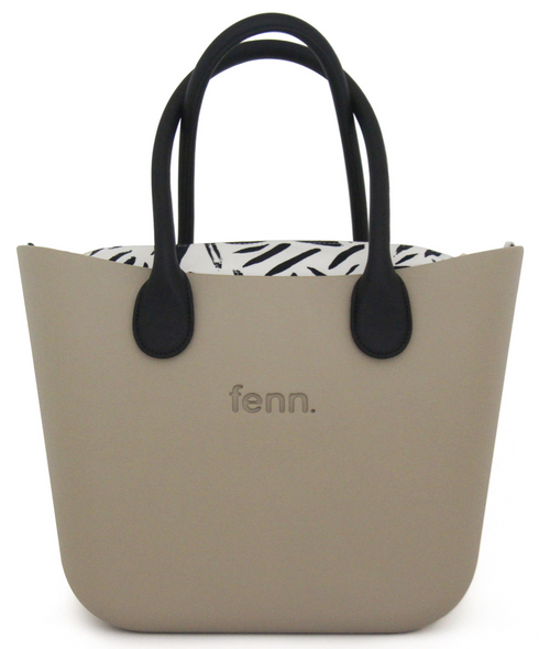 Original STONE with beige & black patterned canvas inner and black handles