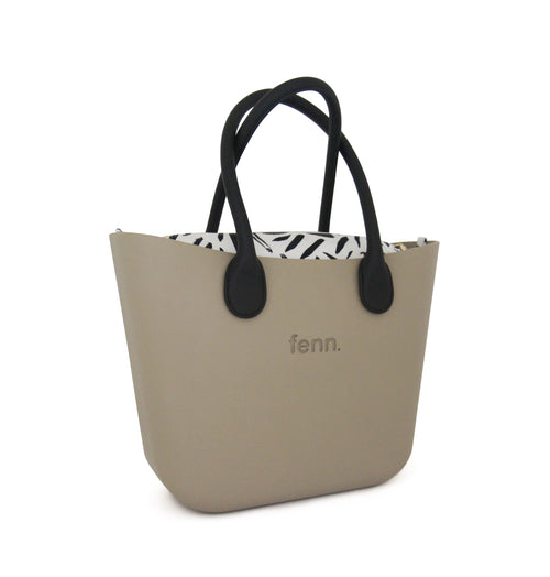 Original STONE with beige & black patterned canvas inner and black handles