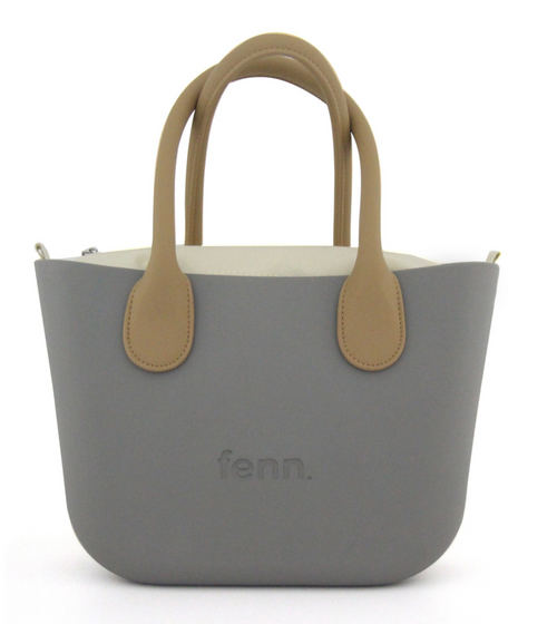 Petite STORM GREY with beige canvas inner and tan handles