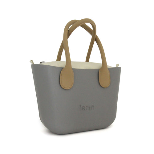 Petite STORM GREY with beige canvas inner and tan handles