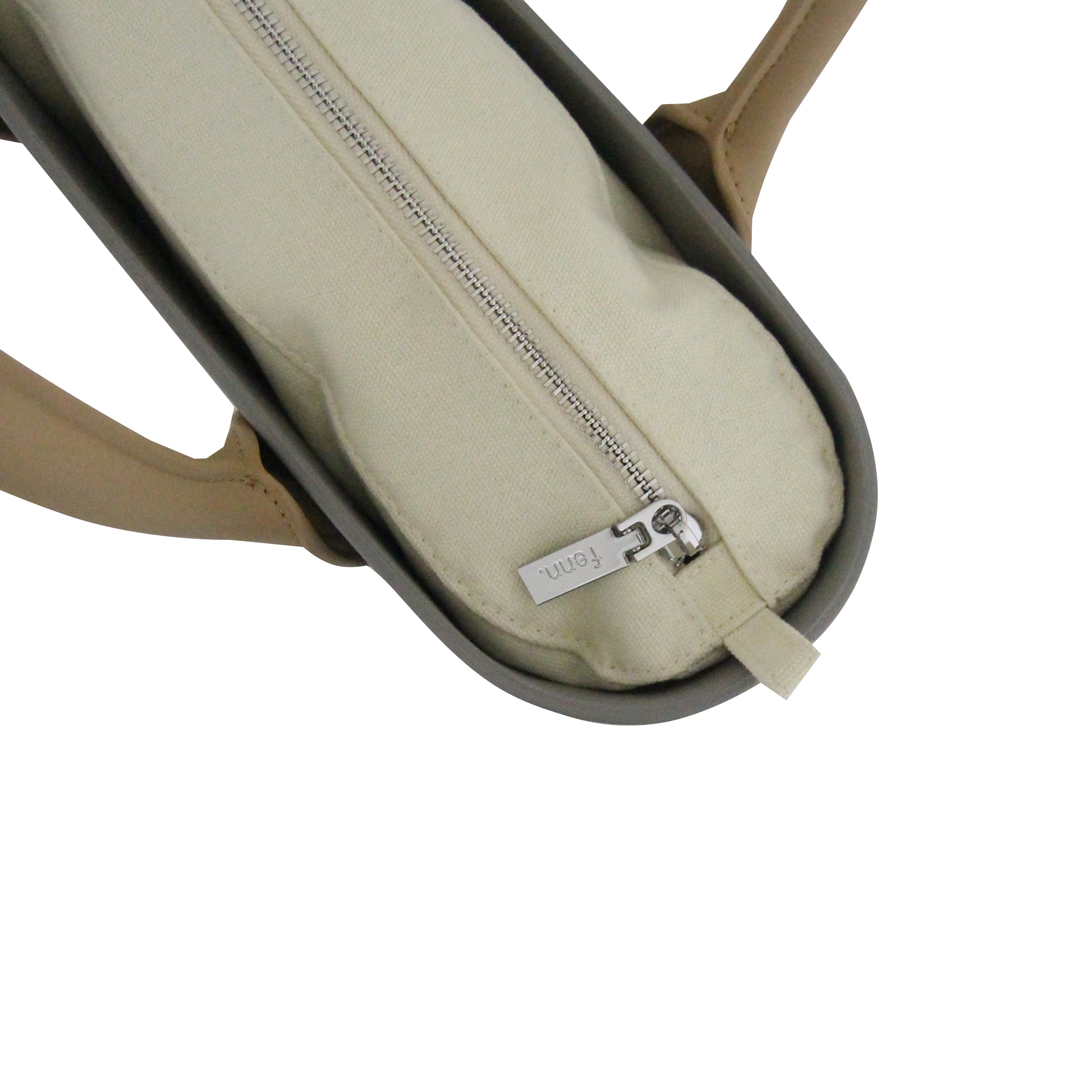 Petite STORM GREY with beige canvas inner and tan handles