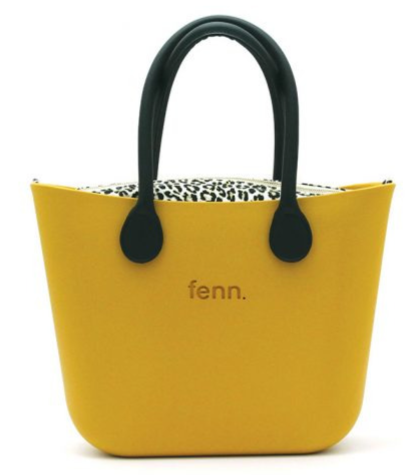 Original MUSTARD YELLOW with leopard print canvas inner and black handles