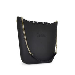 Elegant Fenn in Black with patterned inner and chain handles