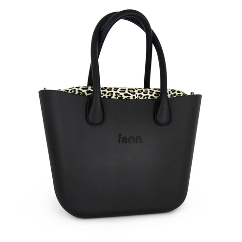 Original BLACK with leopard print canvas inner and black handles