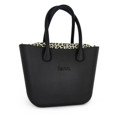 Original BLACK with leopard print canvas inner and black handles