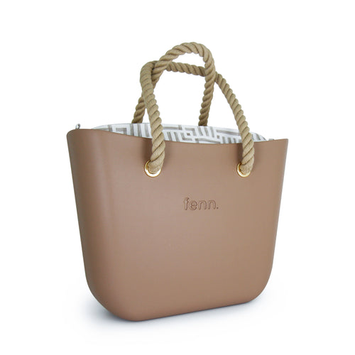 Original CAPPUCCINO with white and beige canvas inner and rope handles