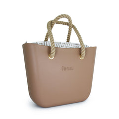 Original CAPPUCCINO with white and beige canvas inner and rope handles