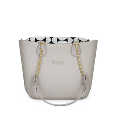 Original MUSHROOM with patterned print inner and silver chain handles